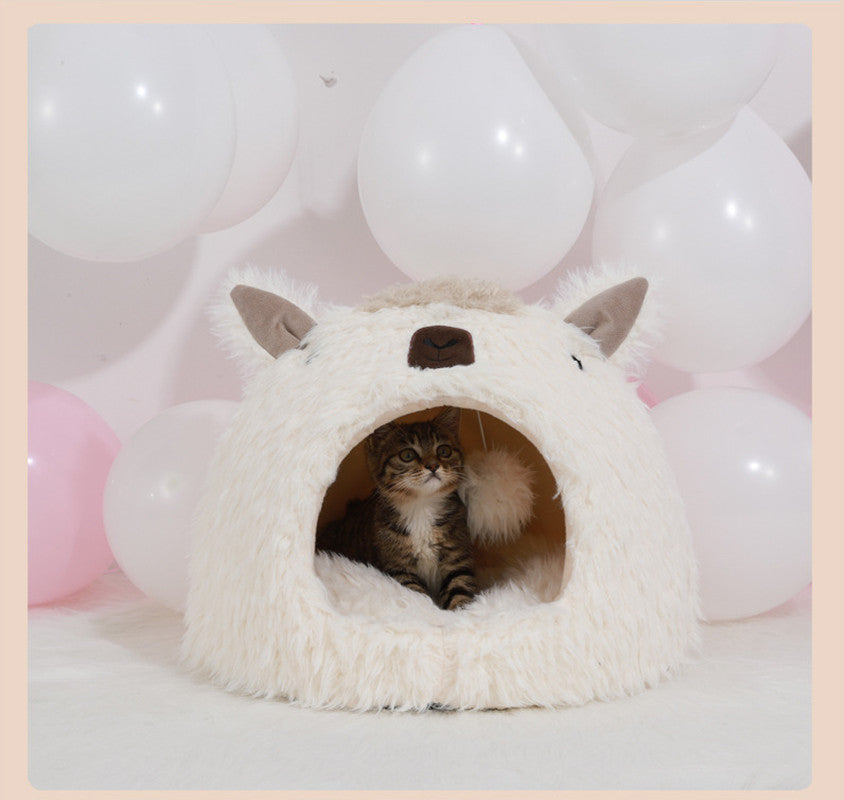 Alpaca Pet Bed Warm Plush Cat Dog Bed